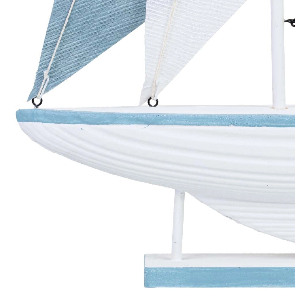 Figura decorativa a forma di barca in legno blu 31x5x56h cm