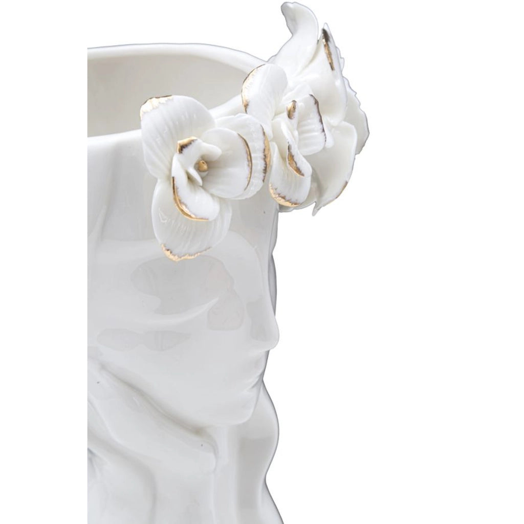 Vaso Woman Cute in porcellana bianca con dettagli oro