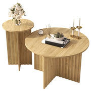 TAVOLINI NIDO Set da 2 pezzi Ø 76/40 cm MDF e PB Naturale