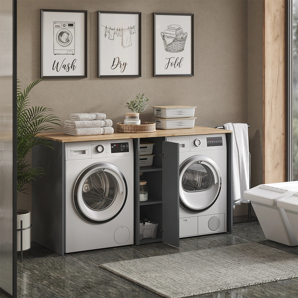 Vicco Mobile lavatrice Antracite/Rovere dorato 159.8 x 88.2 cm con 3 scomparti