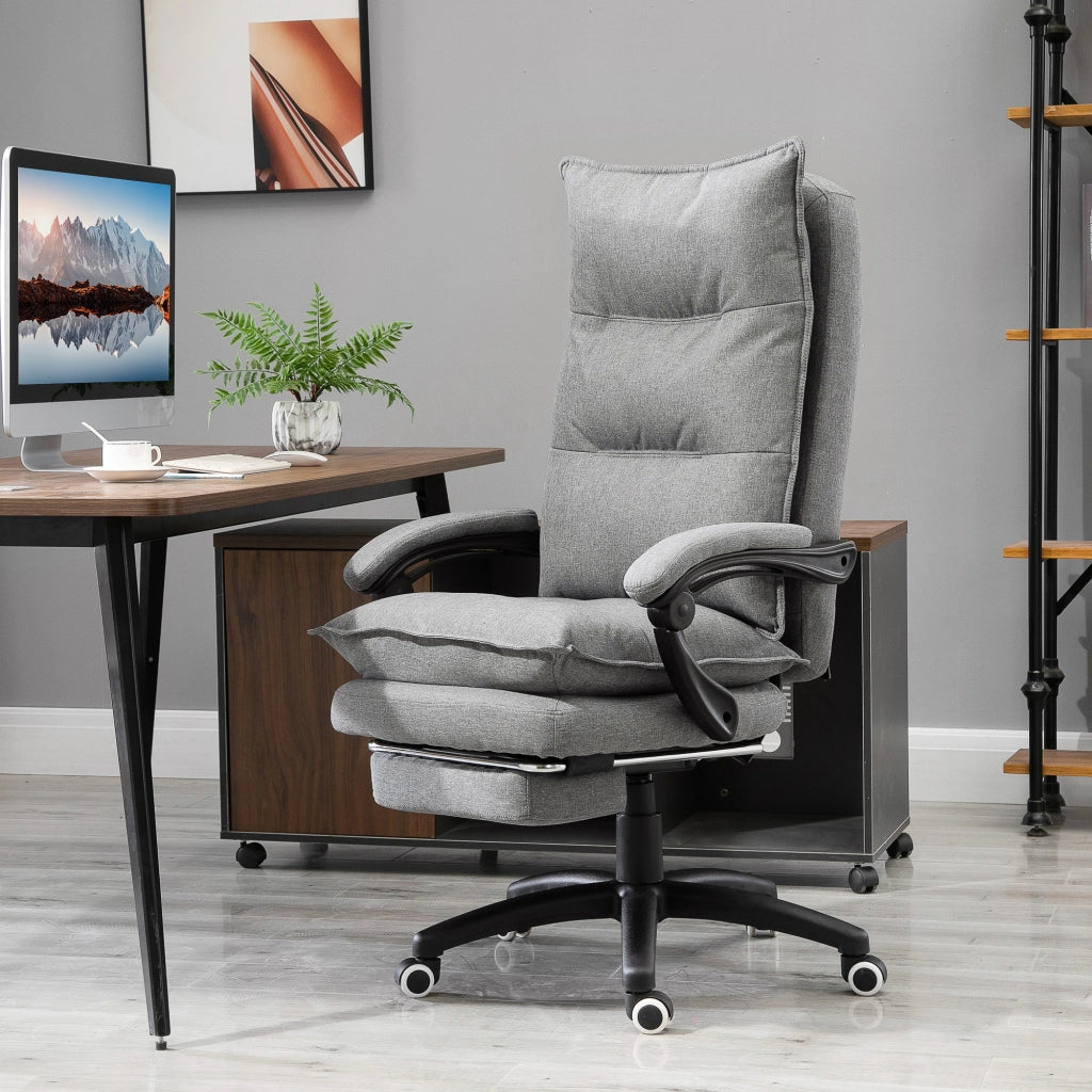 Sedia da Ufficio Imbottita con Schienale Regolabile e Rotelle ¨C Zephmum ¨C Grigio 70x62x120-130 cm