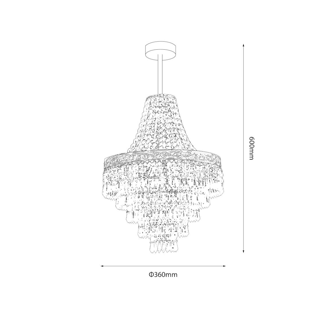 Lampadario glamour CORAL nero cristallo 3xE14 Milagro