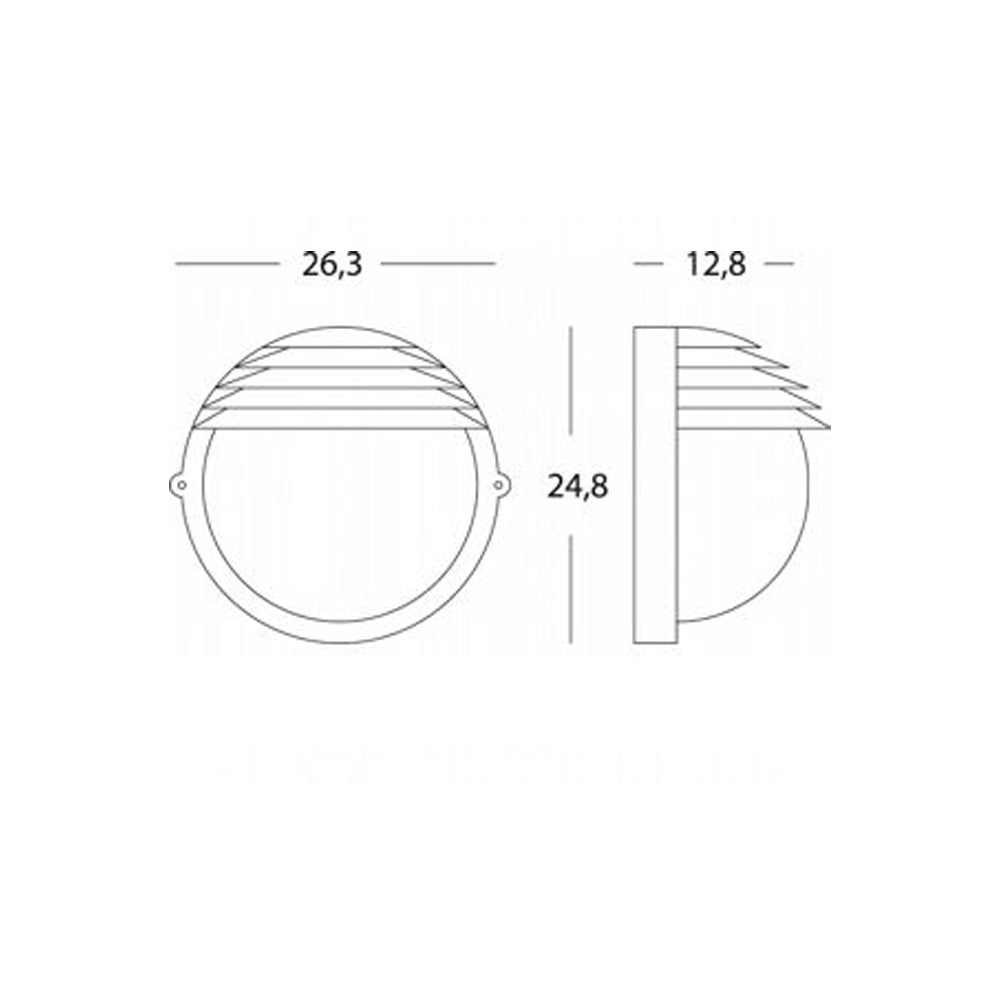 Applique Da Esterno Moderna Palpebra Tonda Alluminio E Vetro Nero 1 Luce E27