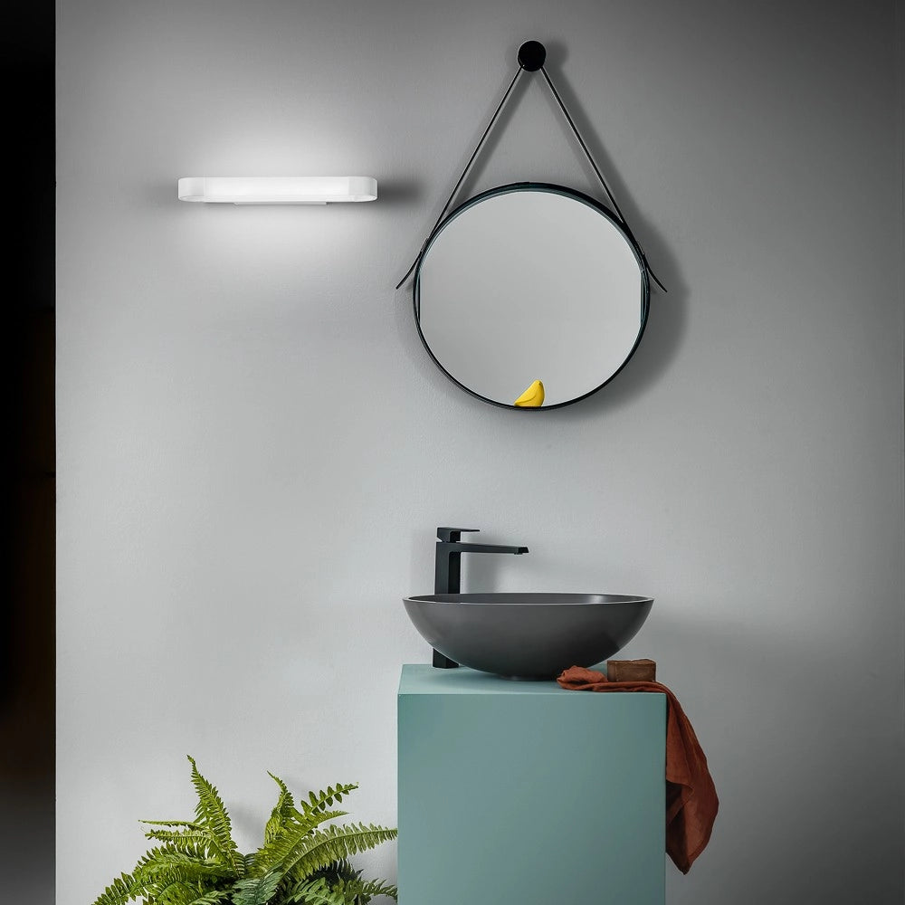Lampada a Parete GAP 12W LED 1260lm 3000K Struttura in Alluminio Bianco Opaco IP44 Diffusore Acrilico - Design Moderno - Gea Luce