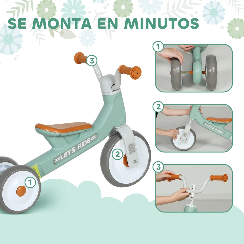 Bicicletta senza Pedali per Bambini 12-36 Mesi ¨C zephmum ¨C Verde con Ruote Silenziose