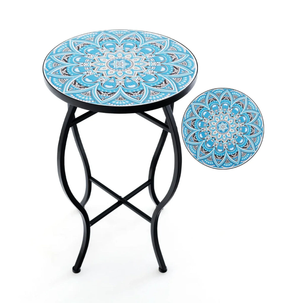 Tavolino rotondo 35 x 54,5 cm design elegante portavasi atmosfera accogliente ceramica blu 20_0013693