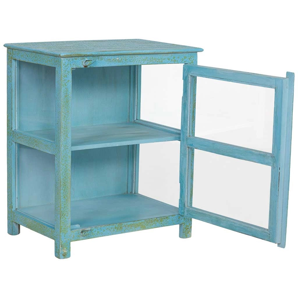 Vetrina in legno blu 67x46x80 cm