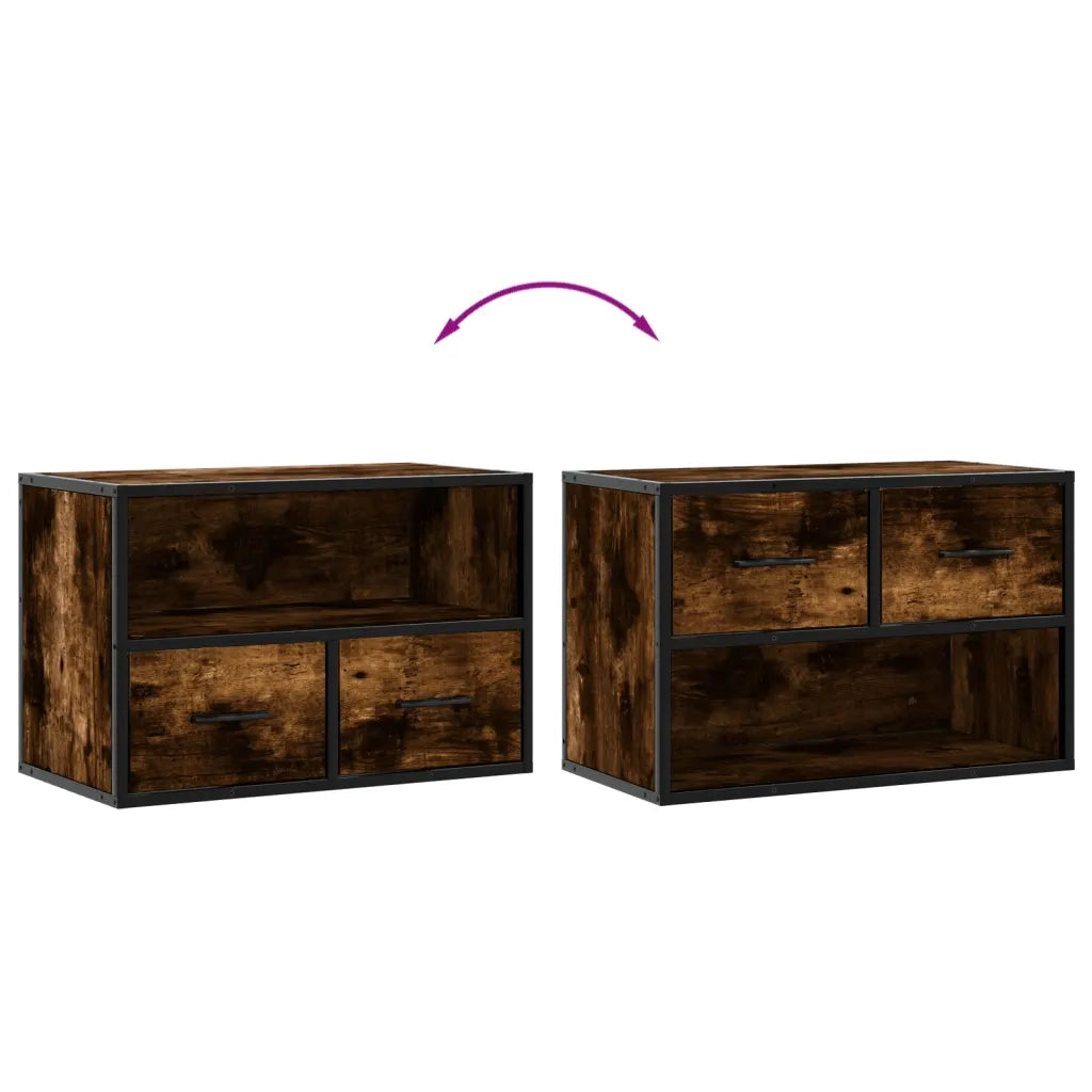 Mobile Porta TV Rovere Fumo 60x31x39,5 cm in Legno e Metallo