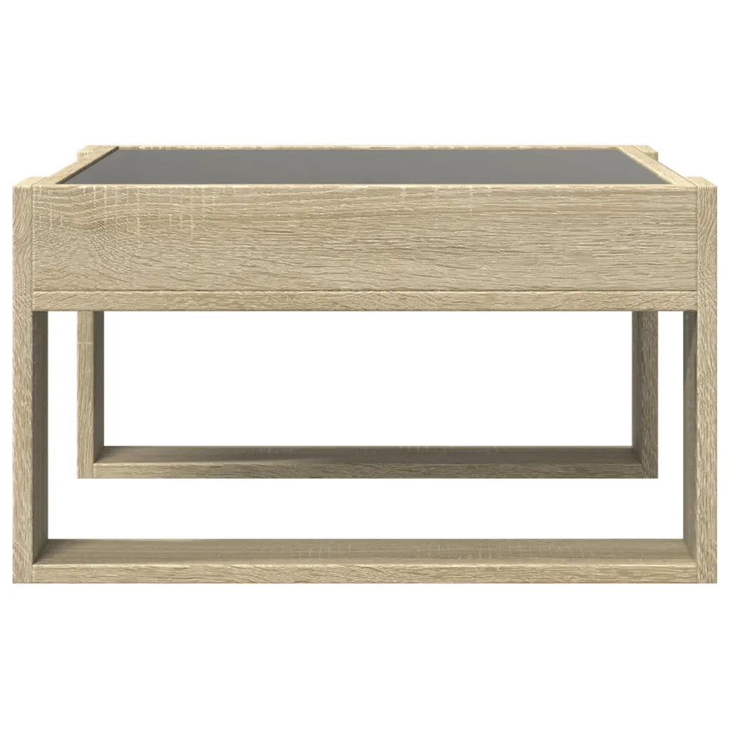 Tavolino da Salotto con LED Infinity-Tavolino da soggiorno Rovere Sonoma 50x53x30 cm