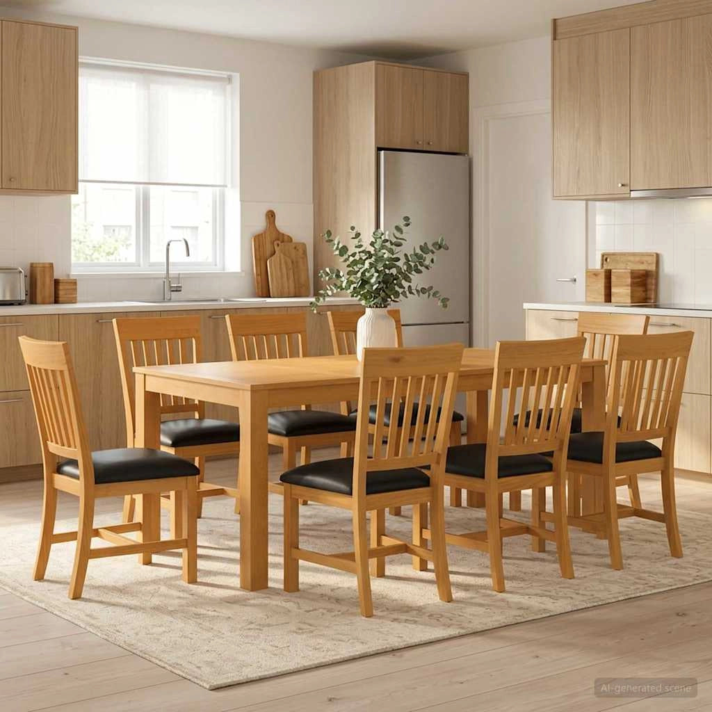 Set da pranzo 9 pz Nero Legno di Quercia Massello 3430406