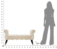 Panchetta Paris 120x40x60 cm in Legno Spugna Metallo e Poliestere Crema Nero e Oro