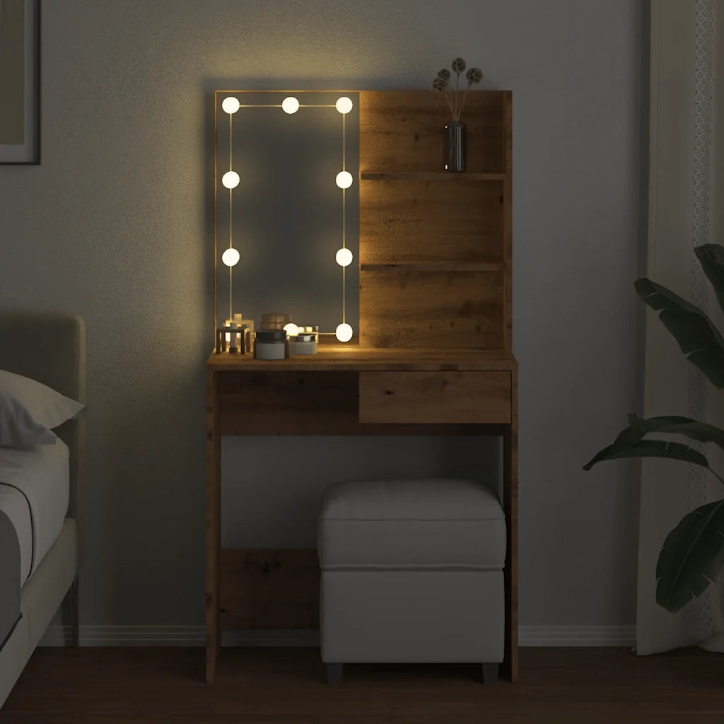 Toeletta con LED Rovere Artigianale 74,5x40x141 cm 857022