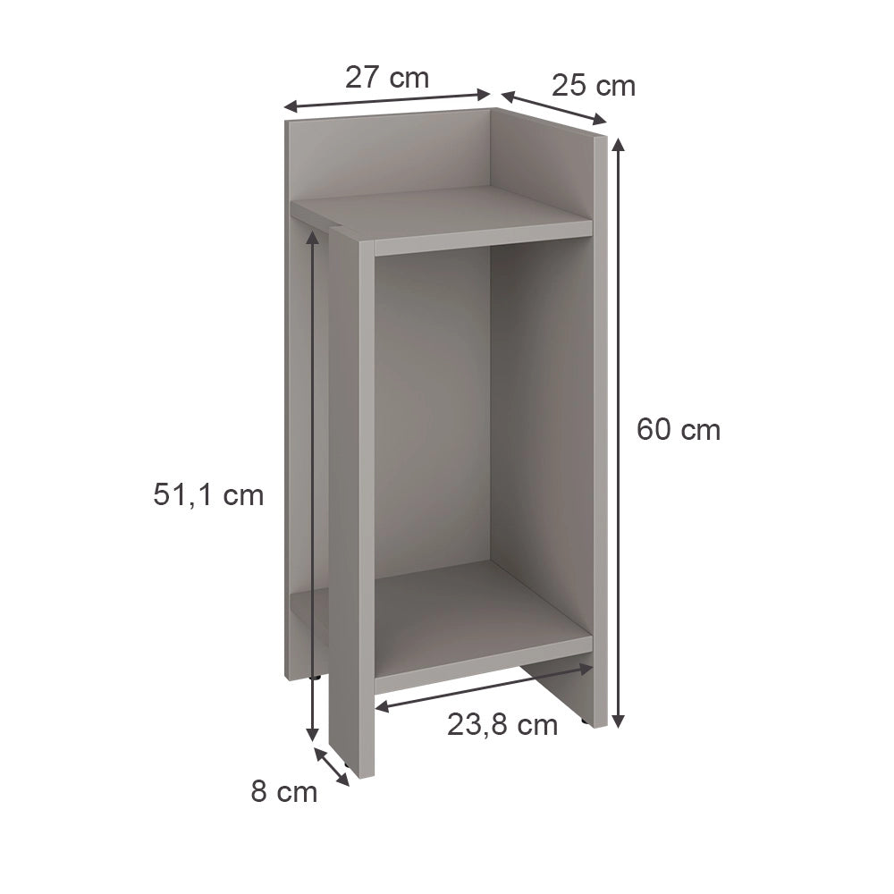 Vicco Comodino camera da letto Grigio 27 x 60 cm