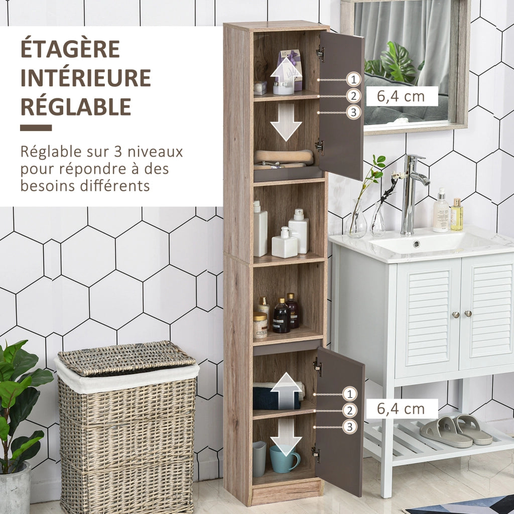 Colonna bagno salvaspazio ¨C Xylo ¨C rovere chiaro grigio 30x24x170 cm con ante ripiani