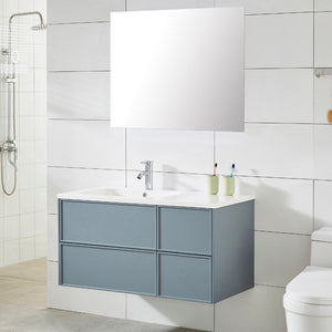 Mobile Bagno Sospeso 100 cm Lavabo e Specchio Malibù Grigio