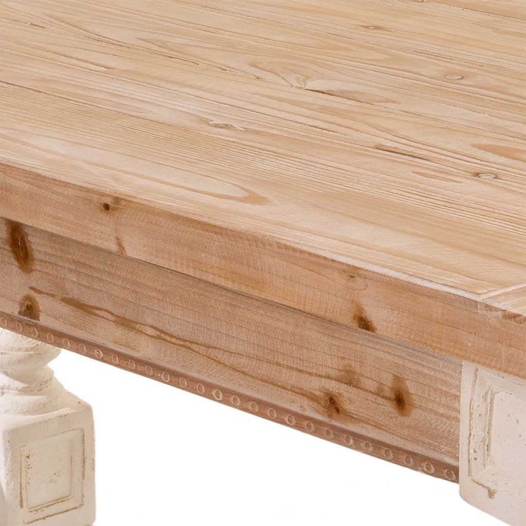 Tavolo in legno intagliato bianco 200x90x78h