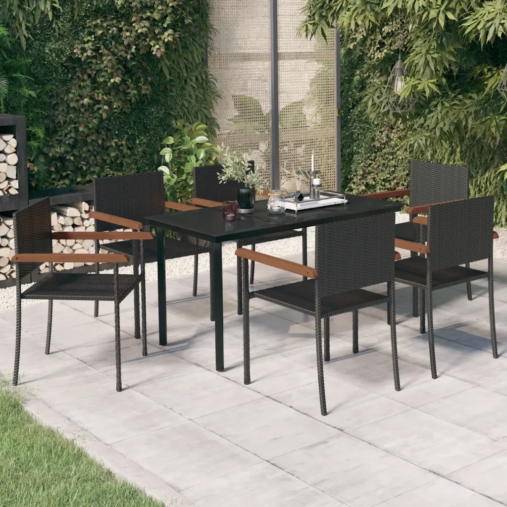 Set Mobili da Pranzo per Giardino 7 pz Nero cod mxl 35380