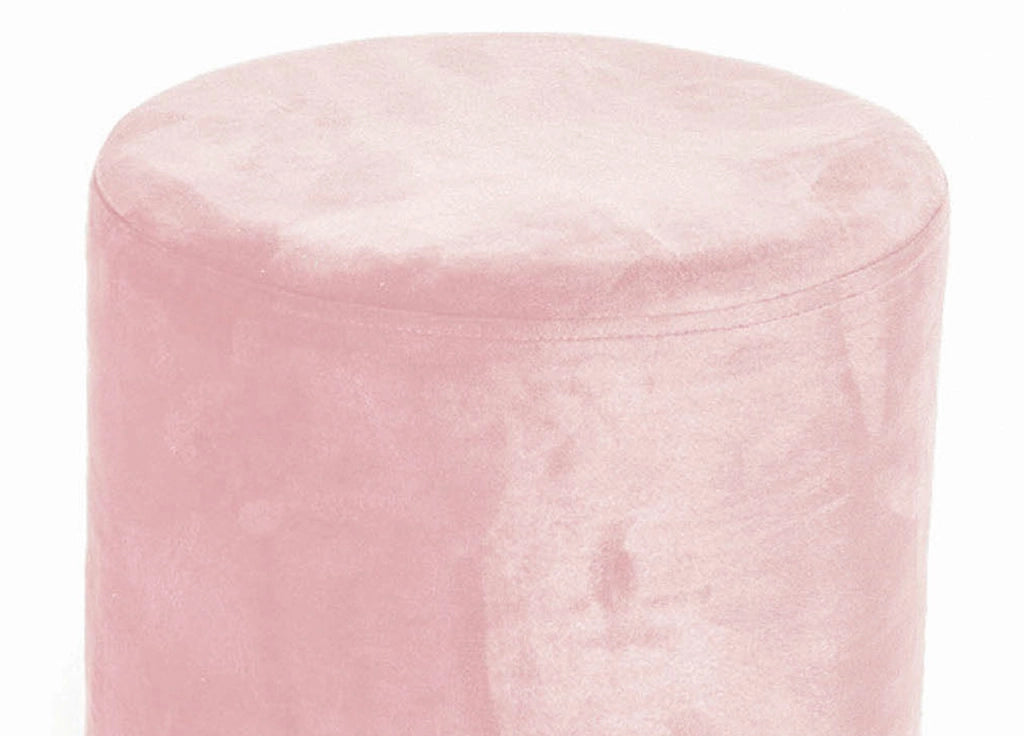 Pouf Salotto/Camera Rotondo Imbottito Modello Cilindro Velvet In Tinta Unita - Pouf - Rosa Antico