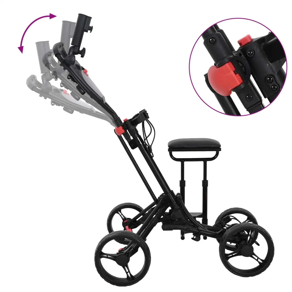 Carrello da golf con sedile Nero Alluminio Pieghevole CFW6376691