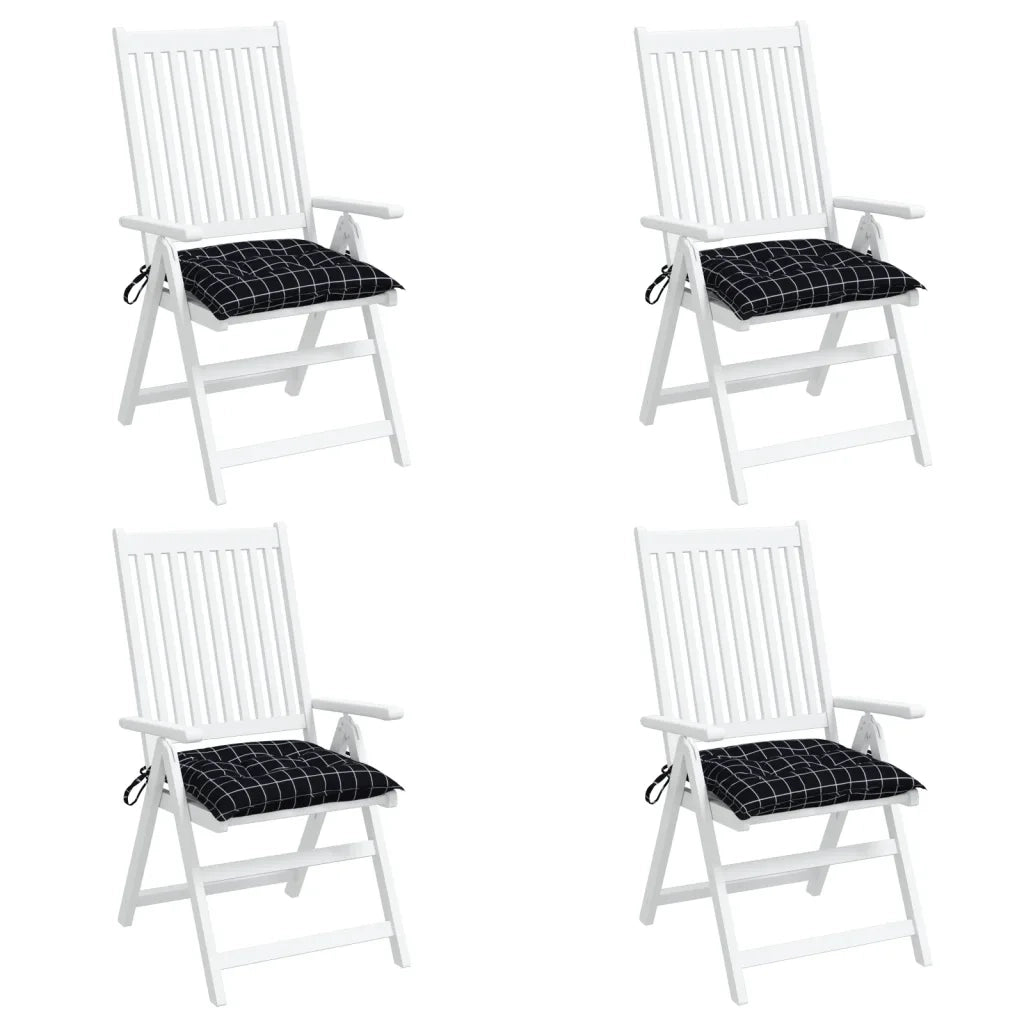 Cuscini per Sedia 4 pz a Quadri Neri 50x50x7 cm Tessuto Oxford 361547