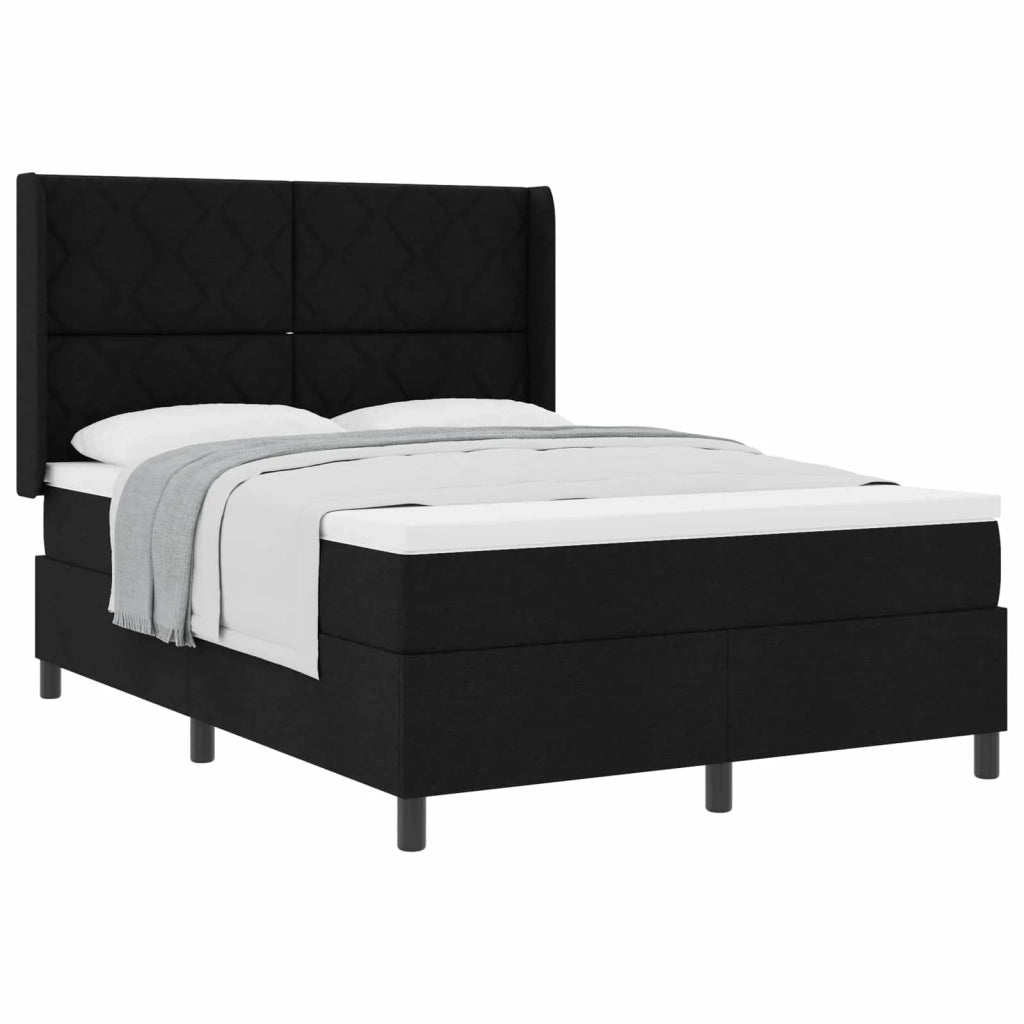 Letto a molle con materasso Nero 140 x 190 cm Tessuto 3341702