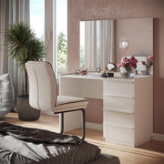 Tavolo da toeletta Viktoria, Bianco, 110 cm con specchio, porta un tocco moderno all’ambiente