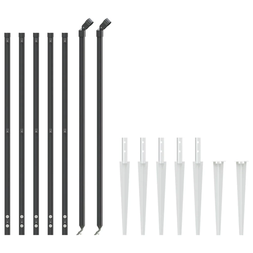 Recinzione Metallica con Picchetti Ancoraggio Antracite 1,1x10m 154258