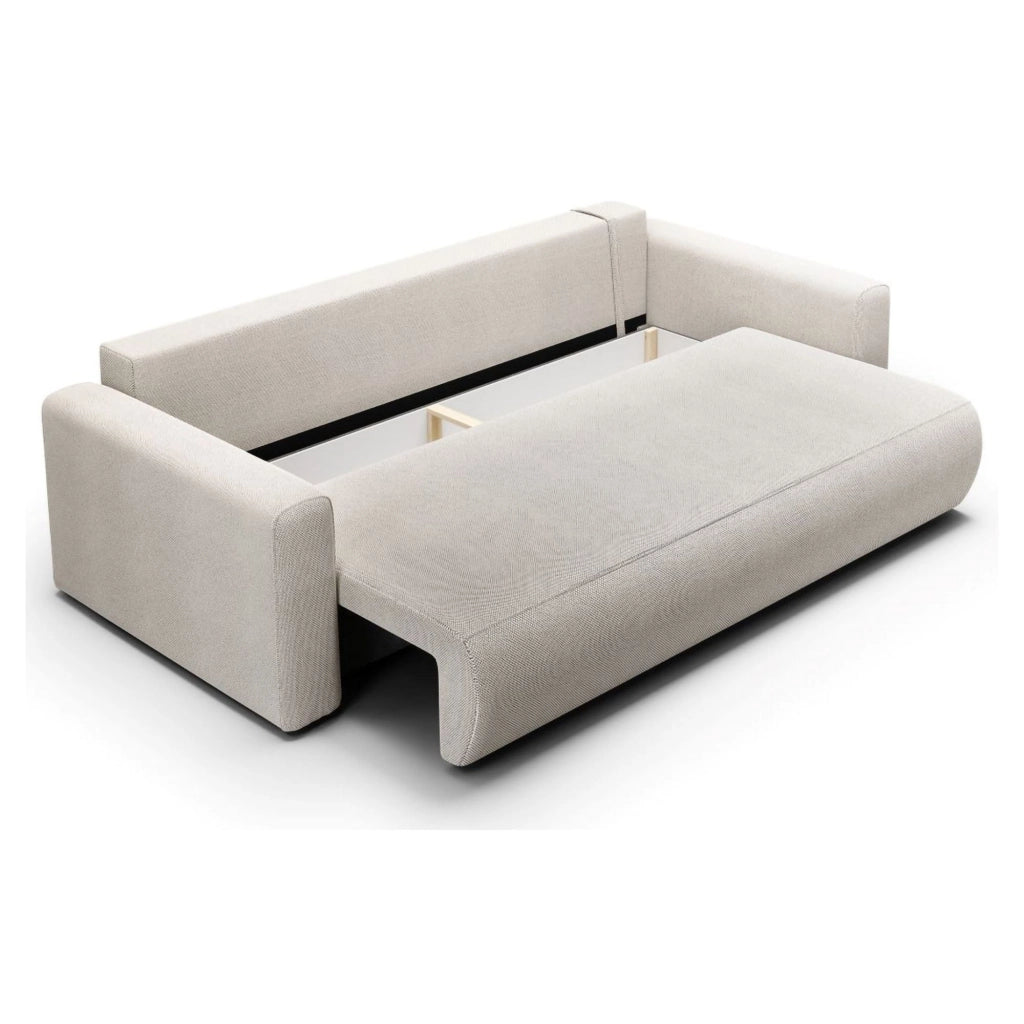 Erbezzo, Divano Letto 2 Posti Contenitore, 240x105 cm Bianco