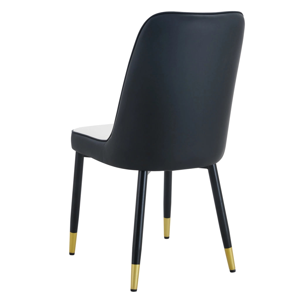 Set 2 Sedie da Pranzo Moderne ¨C MINIMAL ¨C Schienale Similpelle Nero Bianco, Gambe Metallo