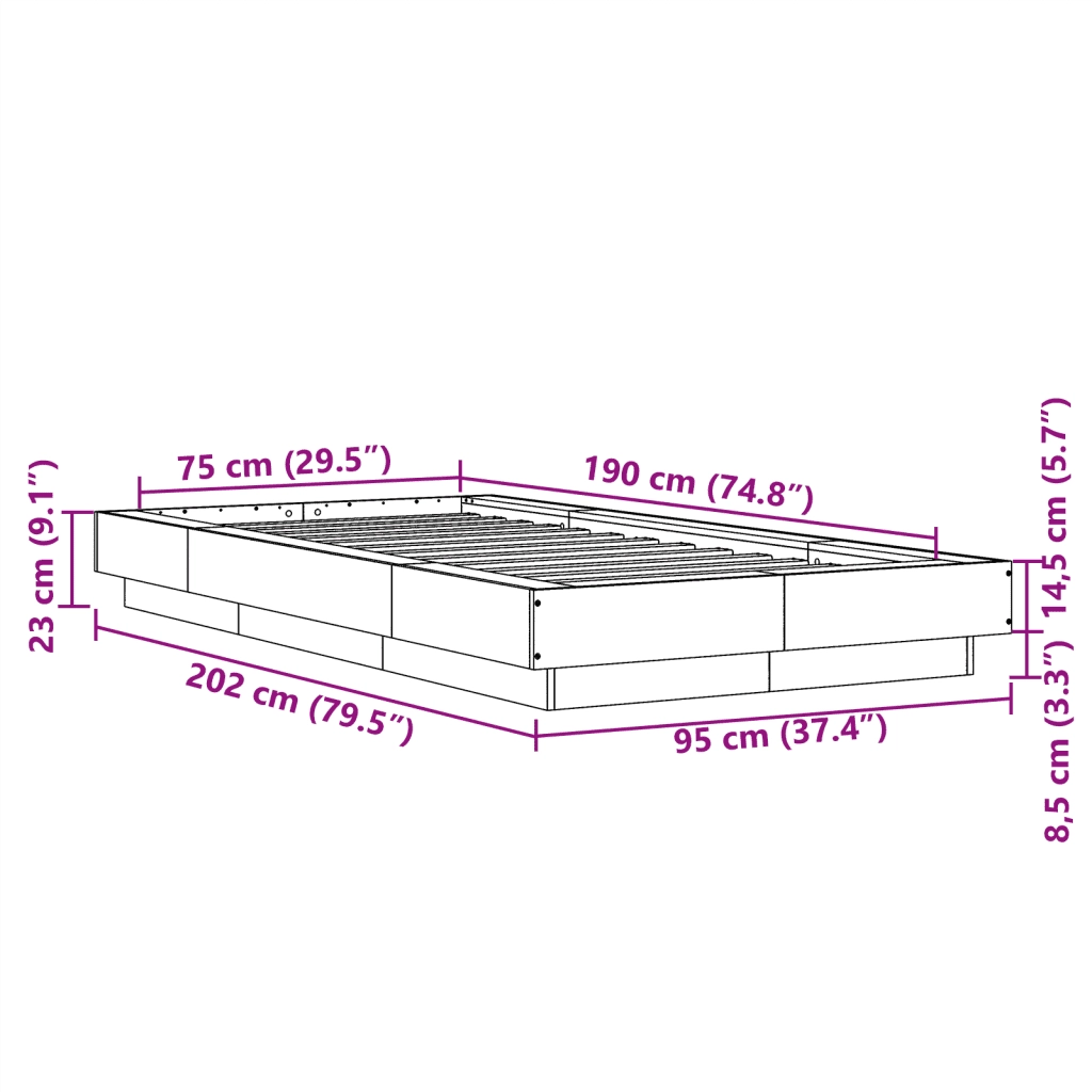 Giroletto Nero 75x190 cm in Legno Multistrato