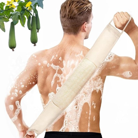 Spongia Loofah Naturale Risciacquo - Spazzola Esfoliante a Luffa - Setaccio da Doccia 101 cm - Ideale per Uomini e Donne - Facile da Usare e Profonda Pulizia