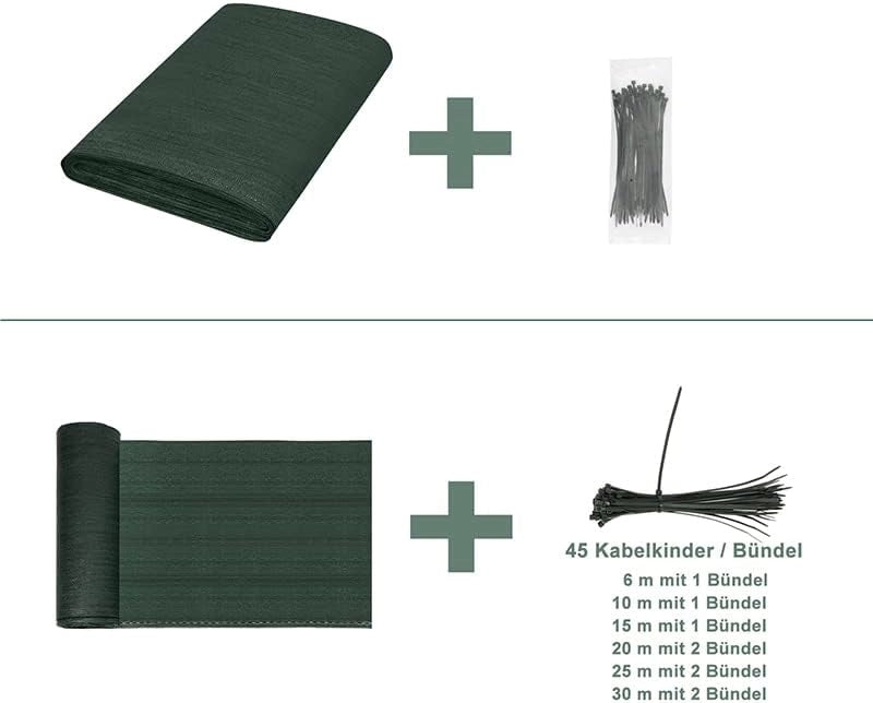Rete Ombreggiante per Balcone 1,5x15 m in Tessuto HDPE da 150 g/m², Telo Frangivista Frangivento Stabilizzato ai Raggi UV per Recinzione, Giardino, Ringhiera, Fascette Incluse, Verde
