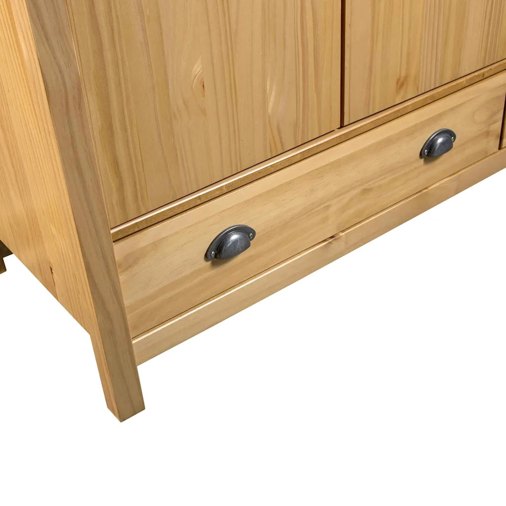 Armadio a 3 Ante Hill 127x50x170cm Legno Massello di Pino 288951