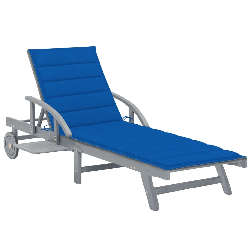 Lettino prendisole sedia a sdraio lettino prendisole letto da giardino mobili da esterno per patio con cuscino legno massello di acacia 02_0012408
