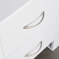 Comodino Moderno in Legno con 2 Cassetti per Camera da Letto, 48x39x54cm, Bianco