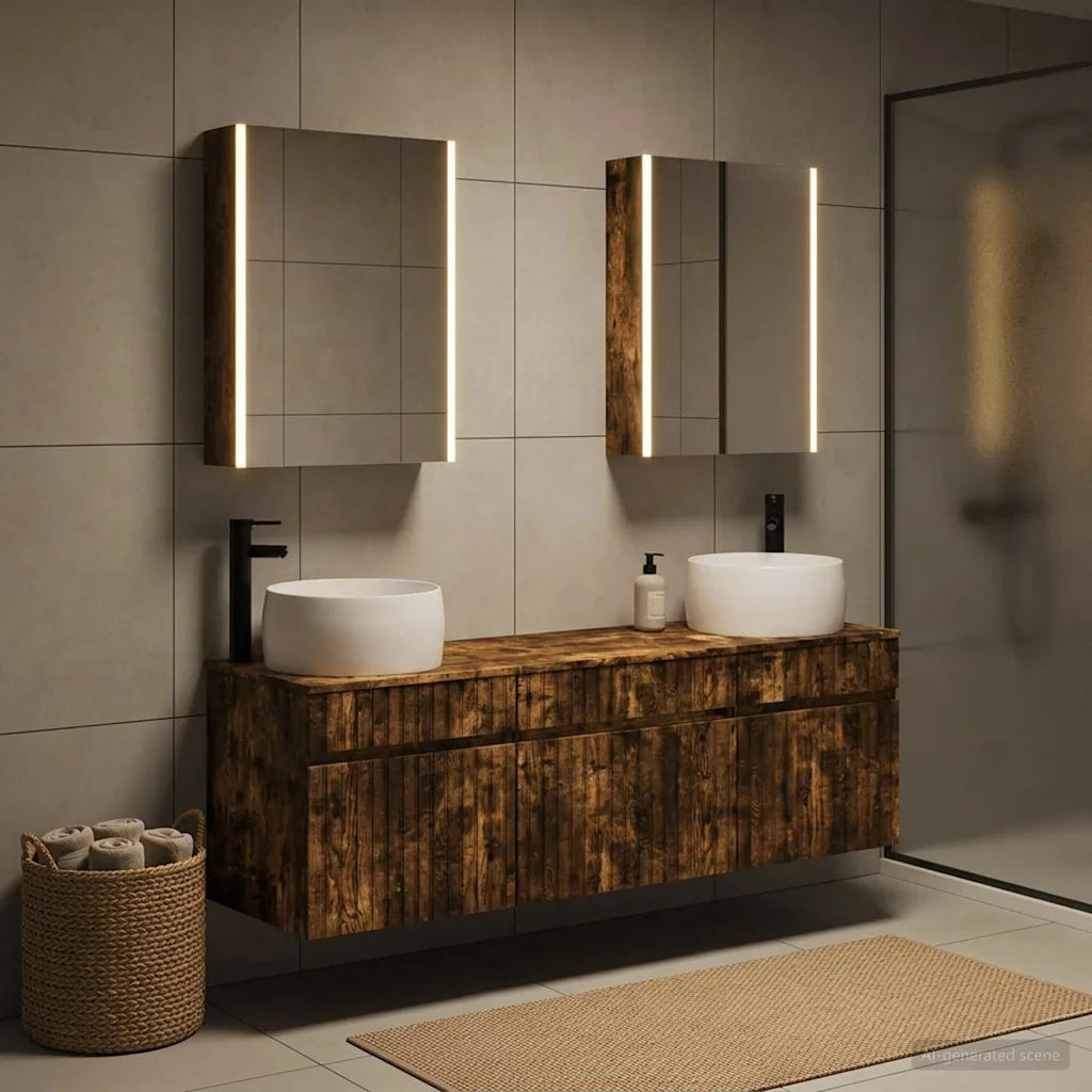 Set di Armadi da Bagno 5 pcs Rovere Fumo 53 x 15,5 x 70 cm 3406651