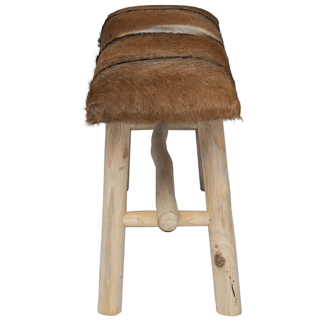 Panca in Vera Pelle e Teak cod mxl 49951