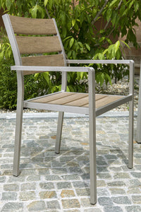 Sedia da Giardino 54x58xh88 cm in Alluminio e Polywood Seattle Legno