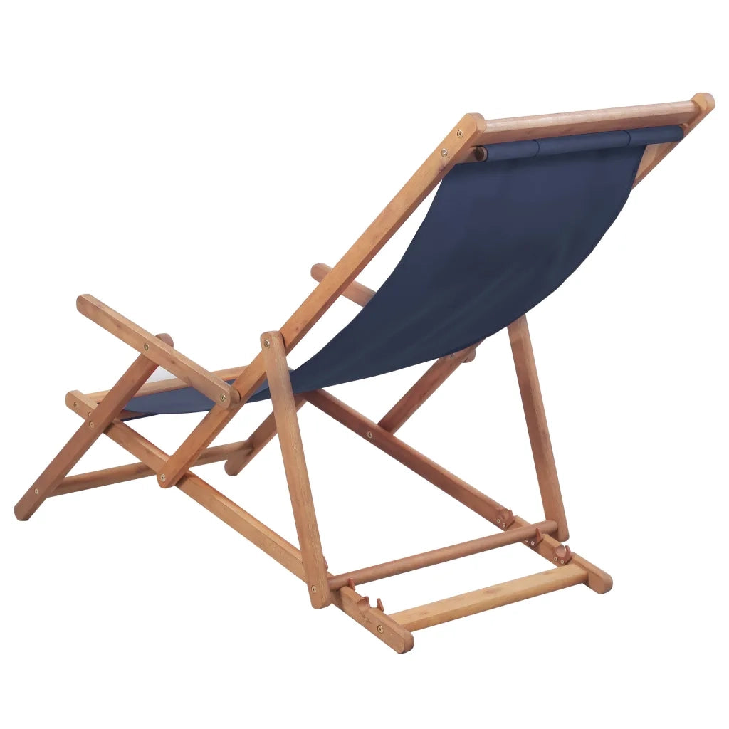 Sdraio da Spiaggia Pieghevole Telaio in Legno e Tessuto Blu 43996