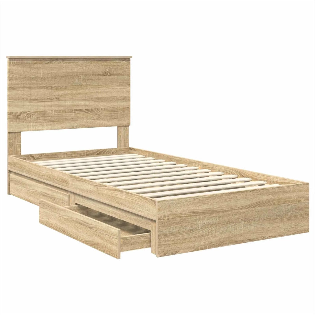Letto con Contenitore con testiera Rovere Sonoma 100 x 200 cm 3411238