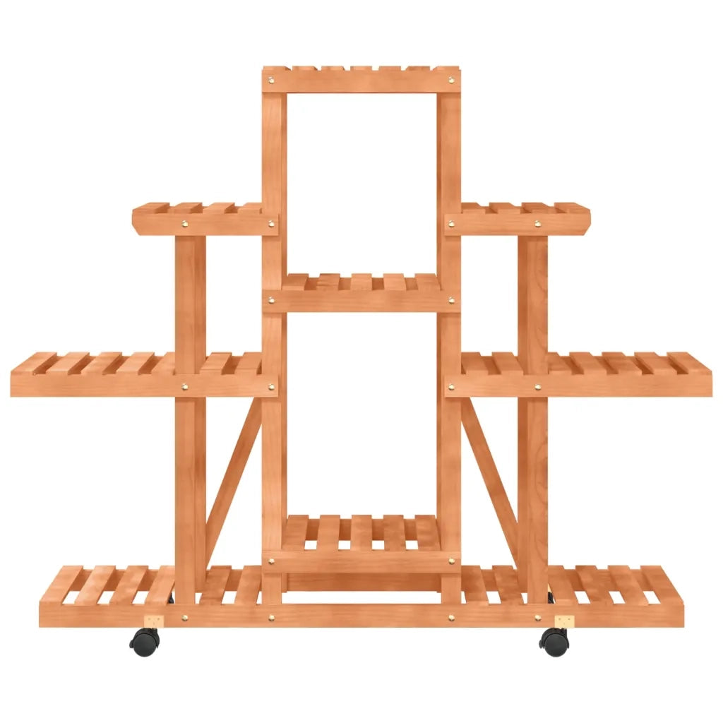 Portafiori con Ruote-Supporto per Piante Mobile-Rastrelliera per Fiori 110x25x101 cm in Legno Massello di Abete 903864