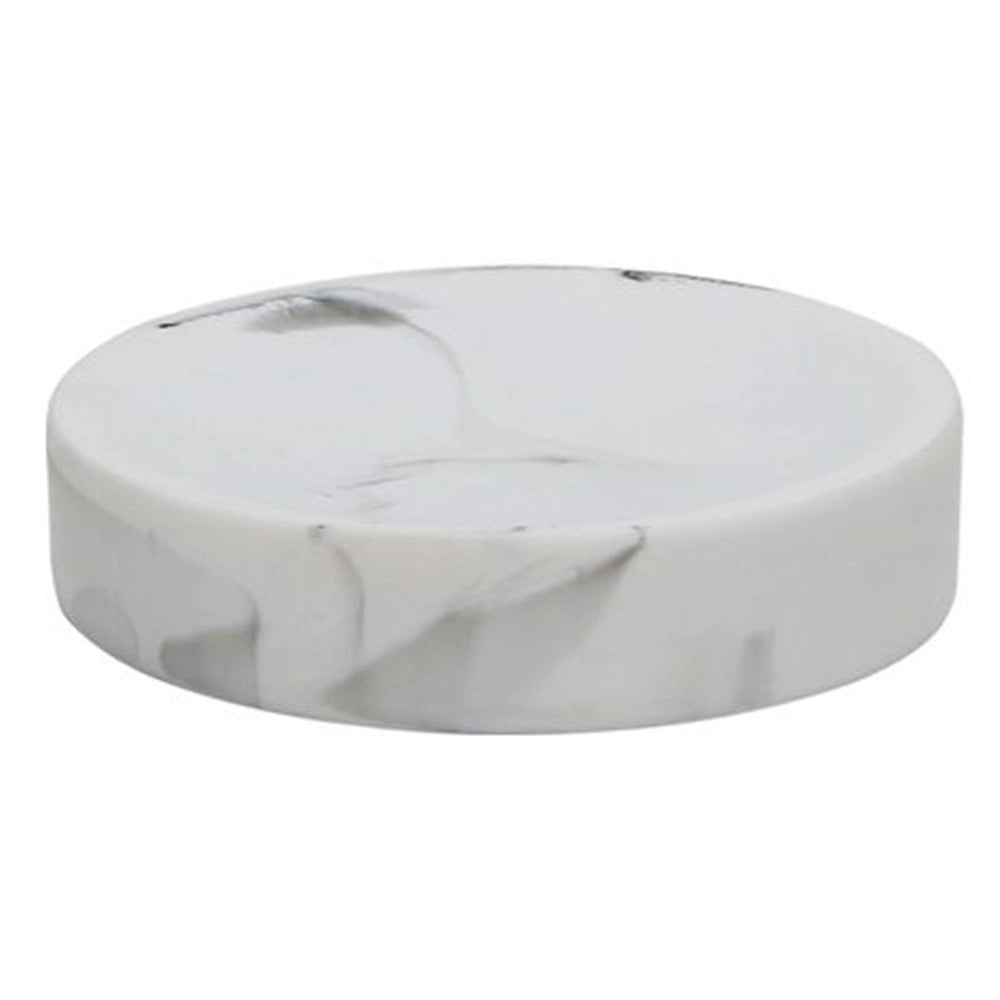Trade Shop - Piattino Porta Sapone Saponetta Bagno Accessorio Arredo Effetto Marmo Bianco 87831 -