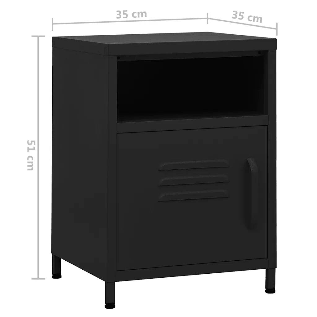 Comodino Nero 35x35x51 cm in Acciaio 336223