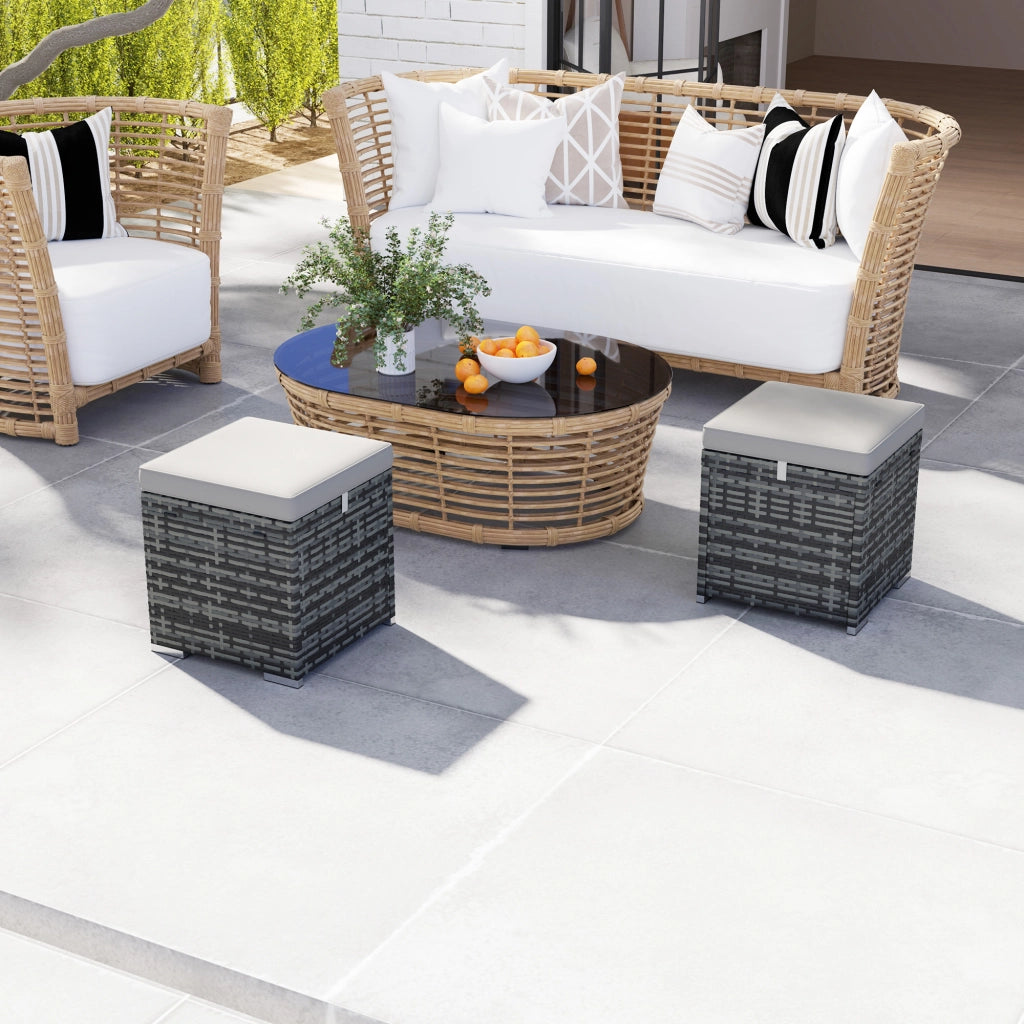 Tavolino da giardino ¨C zephmum ¨C grigio, polirattan, 40x40x41 cm