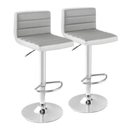 Set di 2 sgabelli da bar con base in metallo antiscivolo e poggiapiedi, Sedie girevoli regolabili in pelle PU Grigio e bianco-Sgabelli da bar
