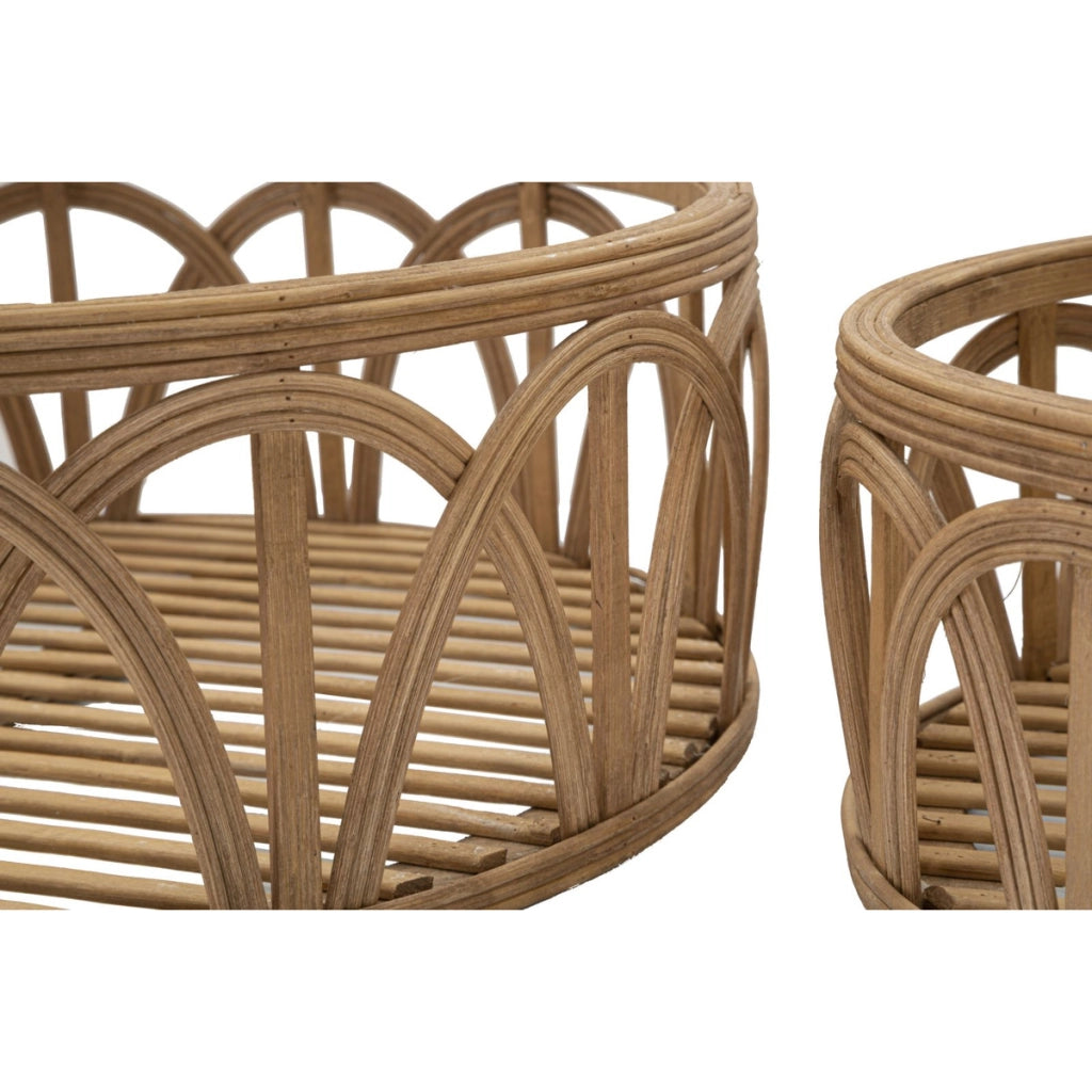 Set 3 vassoi Fuji in rattan naturale — Ø 50x16, Ø 40x14, Ø 30x12 cm