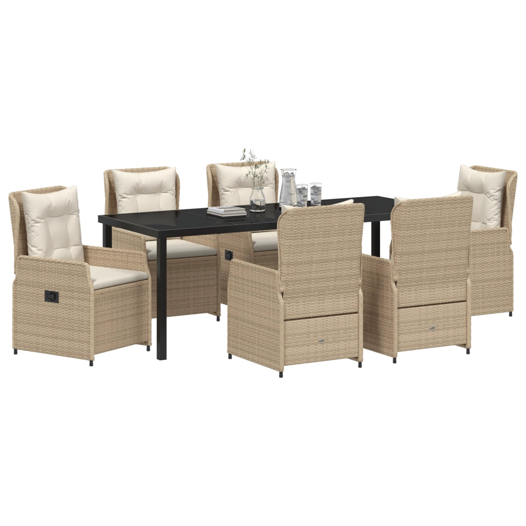 Set da pranzo da giardino beige in polyrattan  da 7 pezzi