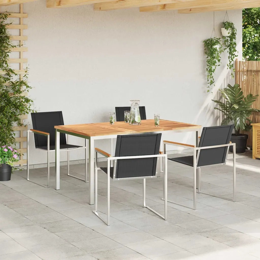 Set da Pranzo per Giardino 5 pcs Marrone Legno di teak solido 3334831