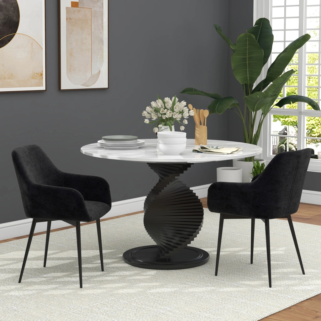 Set 2 Sedie per Sala da Pranzo Moderne con Braccioli, Seduta Imbottita e Gambe in Acciaio, 54x57x80cm, Nero