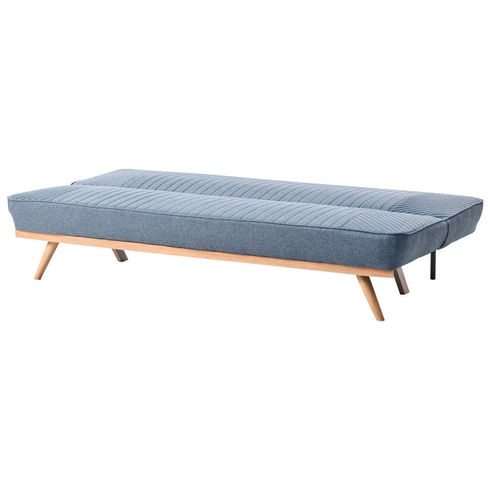 Divano letto Blu Rivestimento in tessuto Gambe in metallo 2 posti Seduta con schienale imbottito Design moderno Senza braccioli
